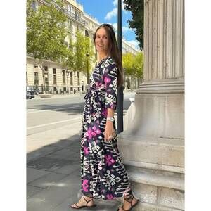 NEW VILAGALLO veronica wrap maxi dress in black multi